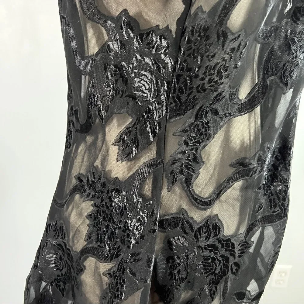 Vintage Victoria’s Secret Black Jacquard One Piece Bodysuit Negligee Great L